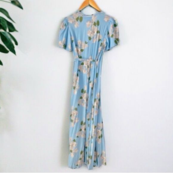 Privacy Please Plaza Kimono Wrap Maxi Dress in Gramont Blue Florall - Picture 8 of 13